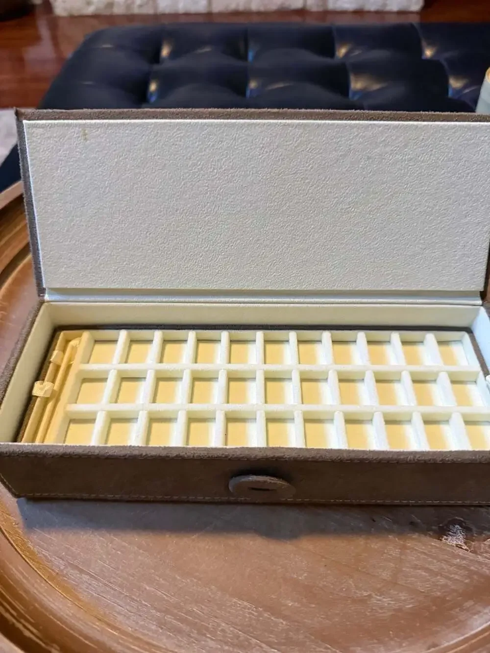 Pandora Brown Suede Jewelry Box with Inserts and Wrap Tie Closure